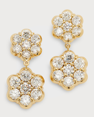 Shop Bayco 18k Yellow Gold Flower Diamond Drop Earrings In 05 Yellow Gold