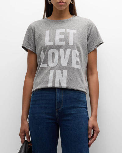 Shop Cinq À Sept Let Love In Short-sleeve Slogan T-shirt In Heather Greywhite