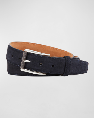 Shop W. Kleinberg Men's Suede Belt In Navy