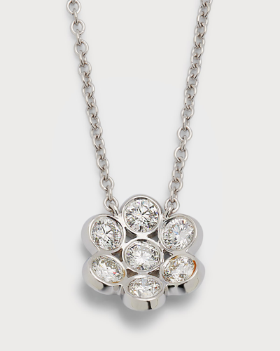 Shop Bayco 18k White Gold Flower Diamond Pendant Necklace In 10 White Gold
