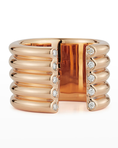 Shop Walters Faith Thoby Rose Gold 5-row Tubular Open Ring With Diamonds In 05 No Stone