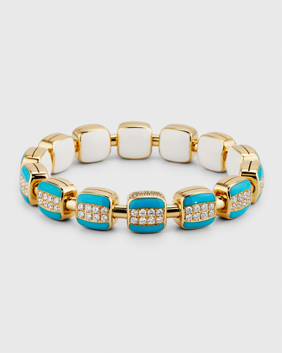 Shop Picchiotti Xpandable Reversible Bracelet With Pave Diamonds In Turquoise/ceramic