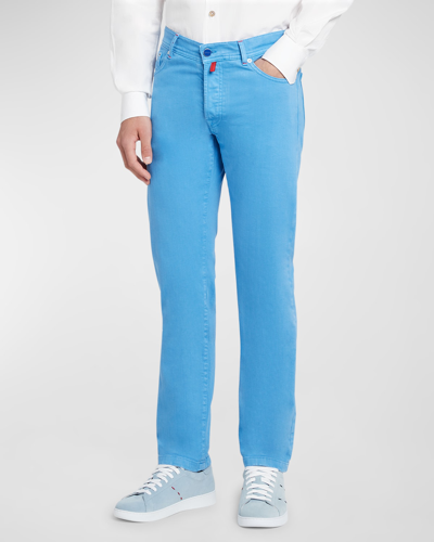 Shop Kiton Men's 5-pocket Straight-leg Jeans In Light Blue