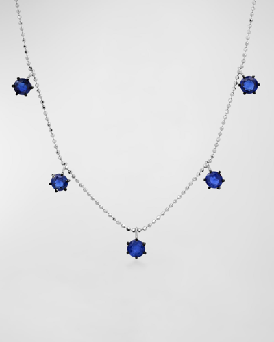 Shop Graziela Gems 18k 5-station Floating Sapphire Necklace In 10 White Gold