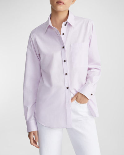 Shop Lafayette 148 Gingham-print Button-down Cotton Poplin Shirt In Dried Blossom