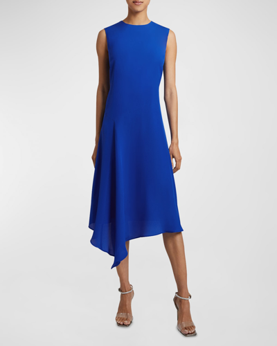Shop Santorelli Cecilia Sleeveless Asymmetric Midi Dress In Electric Blue