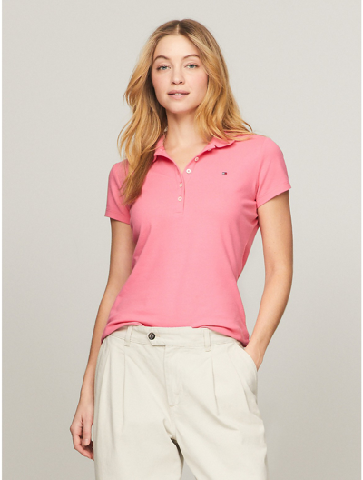 Shop Tommy Hilfiger Slim Fit Stretch Cotton Polo In Glamour Pink
