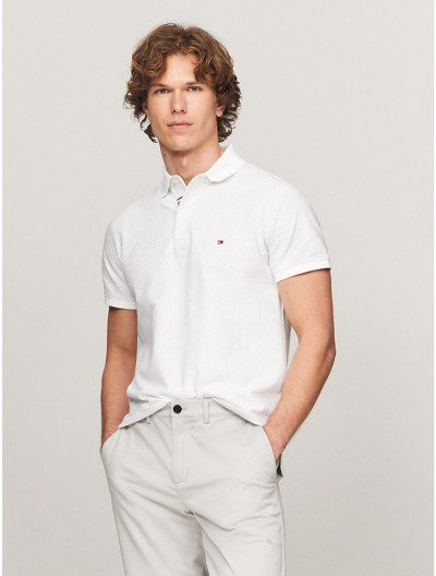 Shop Tommy Hilfiger Slim Fit Micro Print Polo In Fresh White