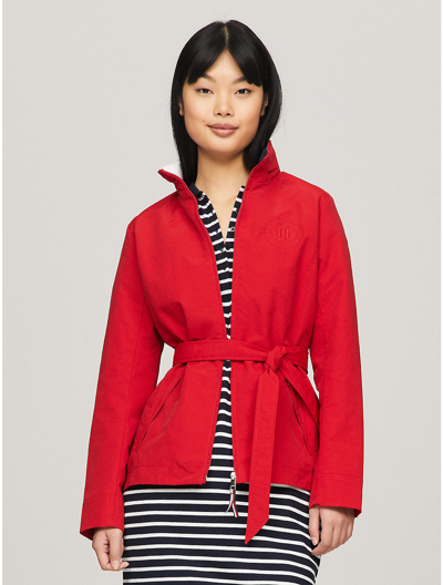 Shop Tommy Hilfiger Belted Hilfiger Yacht Jacket In Primary Red