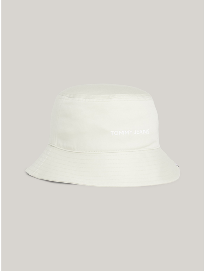 Shop Tommy Hilfiger Tj Logo Bucket Hat In Newsprint