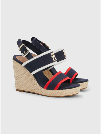 Shop Tommy Hilfiger Th Logo Wedge Sandal In Red/white/blue