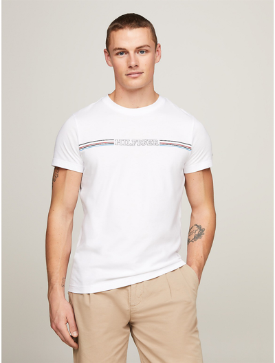Shop Tommy Hilfiger Slim Fit Monotype Stripe Logo T In White