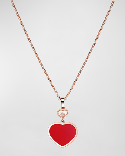 Shop Chopard Happy Hearts 18k Rose Gold & Diamond Pendant Necklace In 15 Rose Gold
