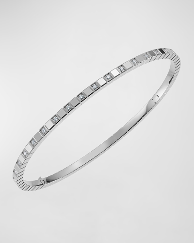 Shop Chopard Ice Cube 18k White Gold Semi-diamond Bangle Bracelet In 10 White Gold