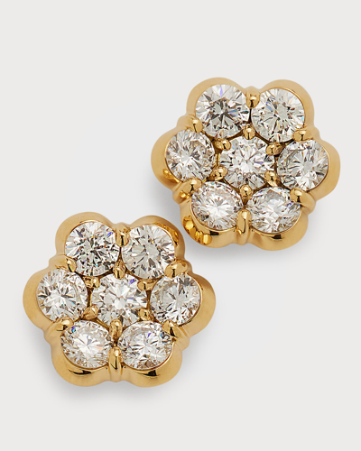 Shop Bayco 18k Yellow Gold Floral Diamond Stud Earrings In 05 Yellow Gold