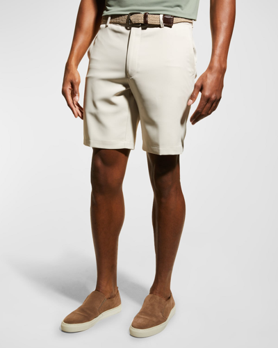 Shop Peter Millar Men's Salem High Drape Performance Shorts In Stone