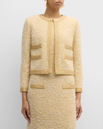 Shop St John Eyelash Sequin Tweed Jacket In Sunflower Multi