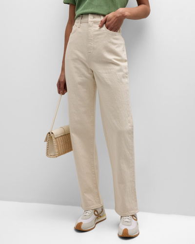 Shop Triarchy Ms.  V-high Rise Straight-leg Jeans In Off-white
