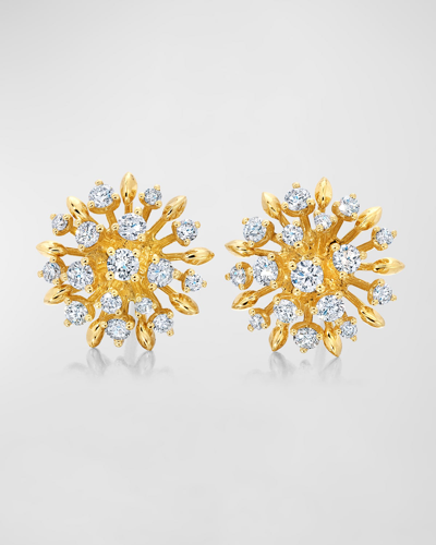 Shop Graziela Gems 18k Yellow Gold Small Diamond Lotus Stud Earrings In 05 Yellow Gold