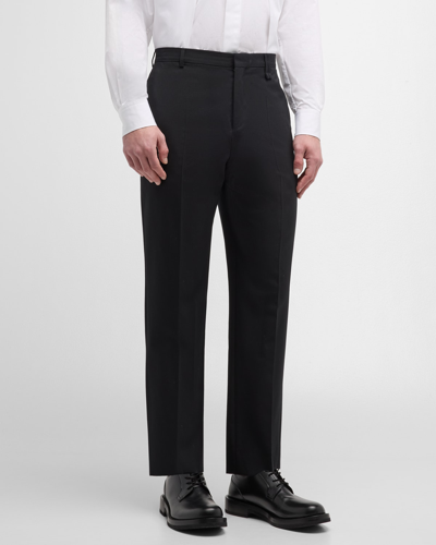 Shop Simone Rocha Men's Straight-leg Wool Trousers In Black