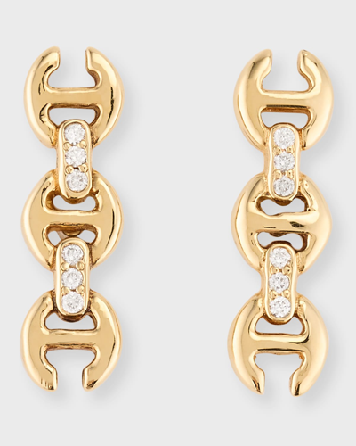 Shop Hoorsenbuhs 18k Yellow Gold 3mm Toggle Stud Earrings With Diamond Bridges In 40 White