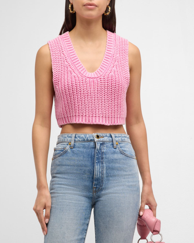 Shop Pistola Cora Cropped Sweater Tank Top In Pink Cosmos