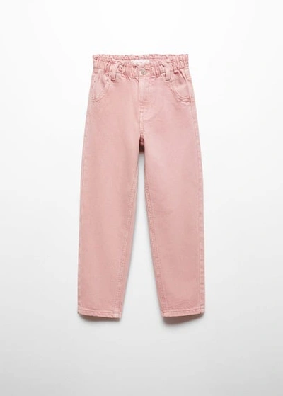 Shop Mango Paperbag Jeans Pink In Rose