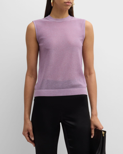 Shop St John Sleeveless Lurex Jersey Knit Sweater In Amethyst