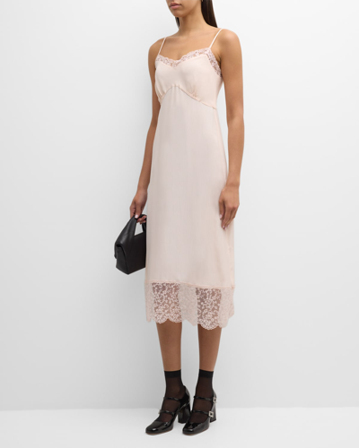 Shop Simone Rocha Lace-trim Slip Dress In Pale Rose