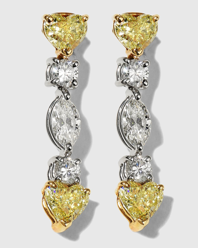 Shop Bayco Platinum Fancy Yellow And White Diamond Earrings In 20 Platinum