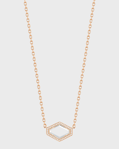 Shop Walters Faith Bell Rose Gold Rock Crystal Hexagonal East-west Necklace With Diamond Border In 05 No Stone