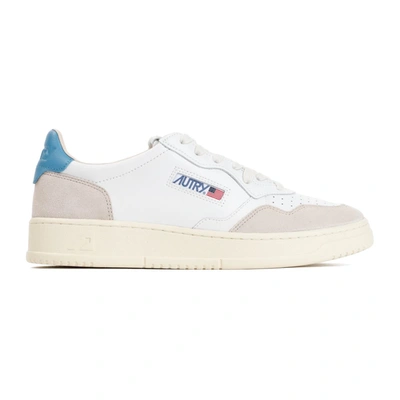 Shop Autry Medalist Suede Light Blue Sneakers Shoes In White