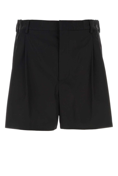 Shop Prada Poplin Bermuda Shorts In Black