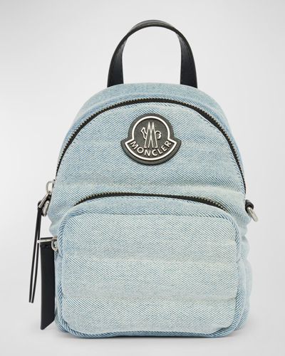 Shop Moncler Kilia Small Crossbody Denim Backpack In Medium Blue