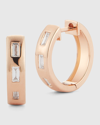 Shop Walters Faith Ottoline Rose Gold Huggie Earrings With Gypsy-set Baguette Diamonds In 05 No Stone