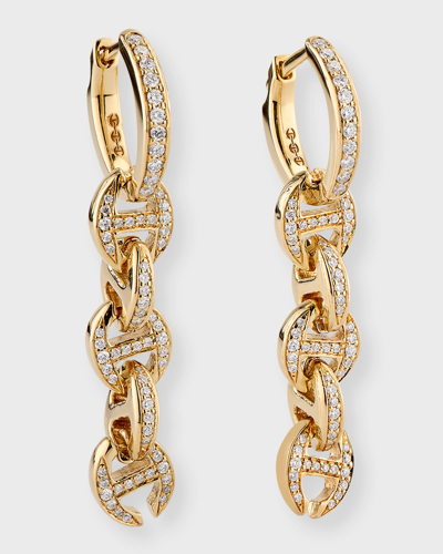 Shop Hoorsenbuhs 18k Yellow Gold 5 Link Diamond Pave Drip Earrings In 40 White