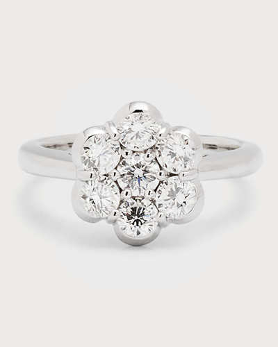 Shop Bayco 18k White Gold Flower Diamond Ring In 10 White Gold