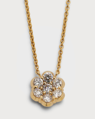 Shop Bayco 18k Yellow Gold Flower Diamond Pendant Necklace In 05 Yellow Gold
