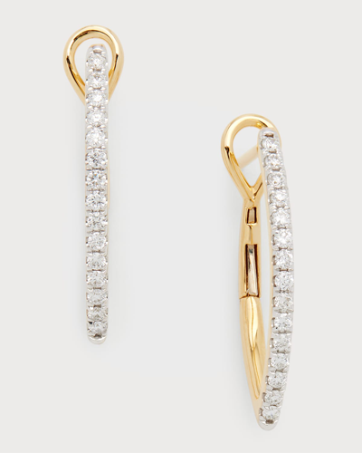 Shop Frederic Sage 18k Yellow Gold Small Half Diamond And Polished Inside Marquise Earrings