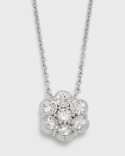 Shop Bayco 18k White Gold Flower Diamond Pendant Necklace In 10 White Gold