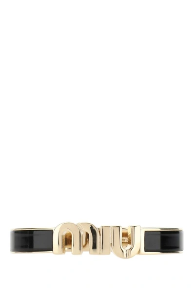 Shop Miu Miu Woman Black Metal Bracelet