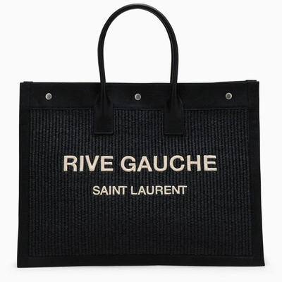 Shop Saint Laurent Rive Gauche Black Canvas Tote Bag Men