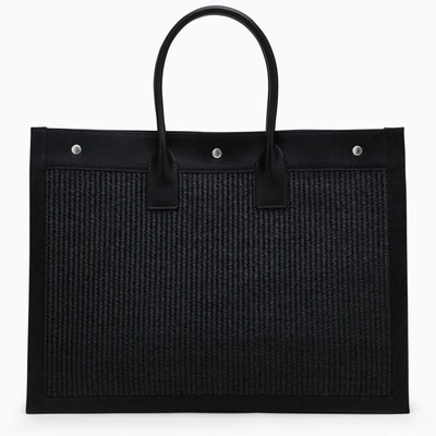 Saint Laurent Rive Gauche Black Canvas Tote Bag Men In Black