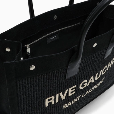 Shop Saint Laurent Rive Gauche Black Canvas Tote Bag Men