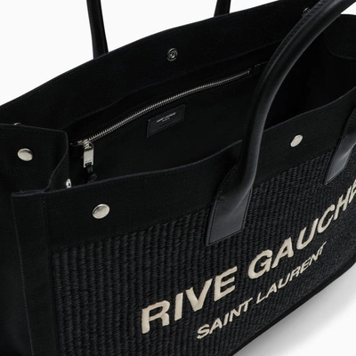 Saint Laurent Rive Gauche Black Canvas Tote Bag Men In Black