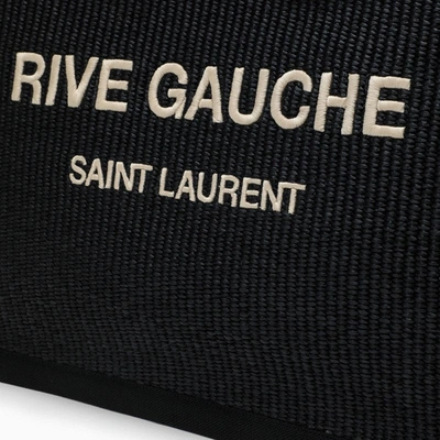 Saint Laurent Rive Gauche Black Canvas Tote Bag Men In Black