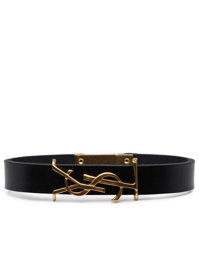 Shop Saint Laurent Woman  Black Leather Bracelet