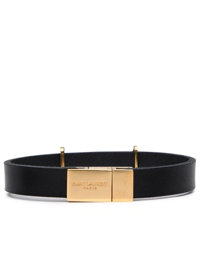 Shop Saint Laurent Woman  Black Leather Bracelet