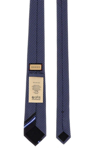 Shop Gucci Men Gg Detail Tie In Blue