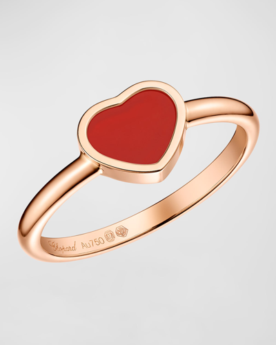 Shop Chopard Happy Hearts 18k Rose Gold Carnelian Ring In 15 Rose Gold